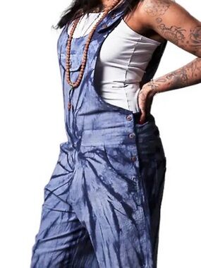 0023–Boho Blue Denim-Effect Women’s Overalls Jumpsuit